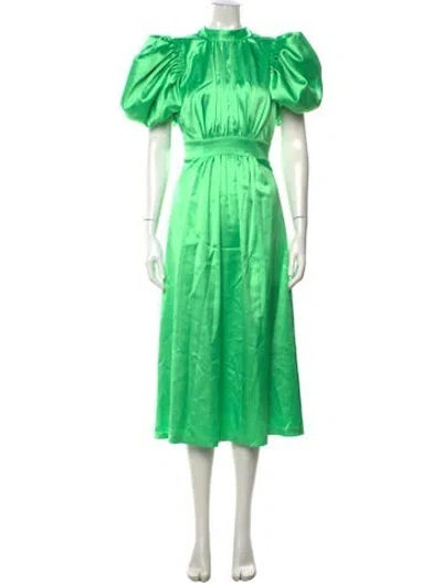 Pre-owned Rotate Birger Christensen Mock Neck Midi Length Dress In Green