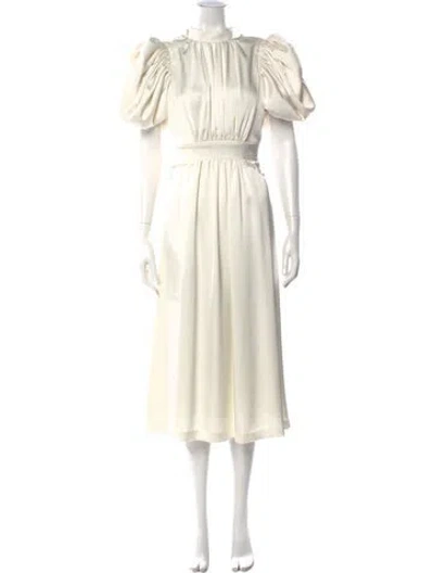 Pre-owned Rotate Birger Christensen Mock Neck Midi Length Dress In Neutral