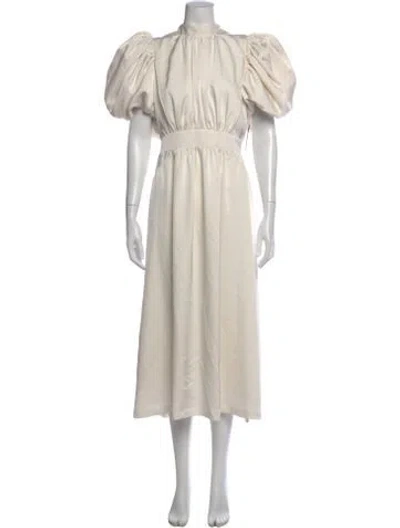 Pre-owned Rotate Birger Christensen Mock Neck Midi Length Dress In Neutrals