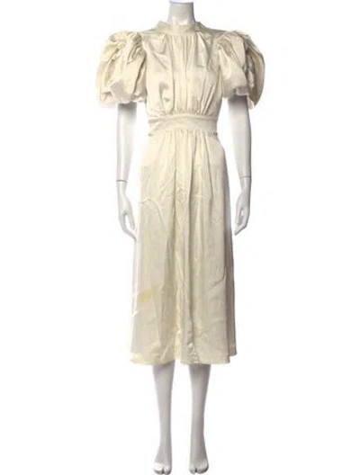 Pre-owned Rotate Birger Christensen Mock Neck Midi Length Dress In Neutrals