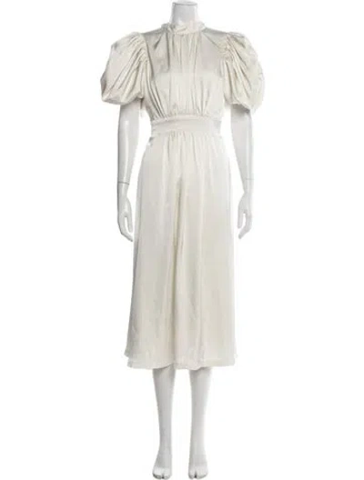 Pre-owned Rotate Birger Christensen Mock Neck Midi Length Dress In Neutrals