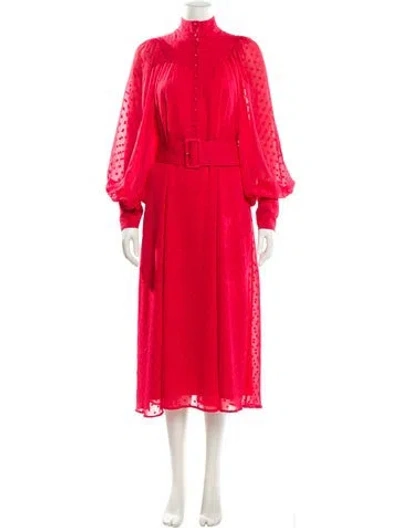 Pre-owned Rotate Birger Christensen Mock Neck Midi Length Dress W/ Tags In Red