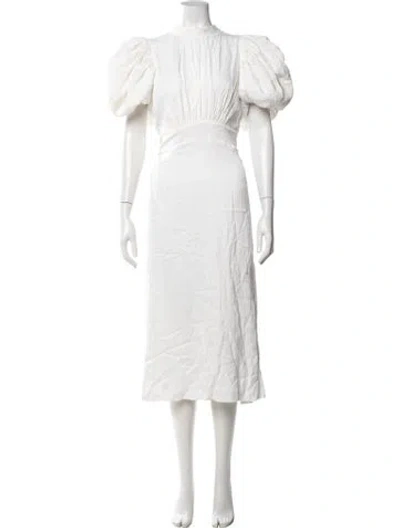 Pre-owned Rotate Birger Christensen Mock Neck Midi Length Dress In White