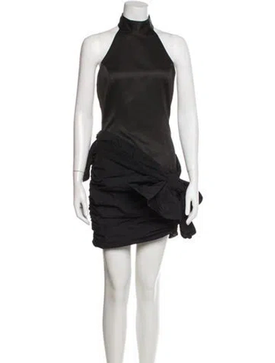 Pre-owned Rotate Birger Christensen Mock Neck Mini Dress In Black