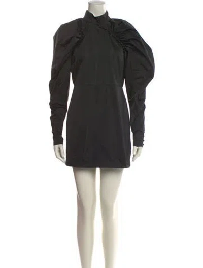 Pre-owned Rotate Birger Christensen Mock Neck Mini Dress In Black