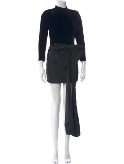 Pre-owned Rotate Birger Christensen Mock Neck Mini Dress In Black