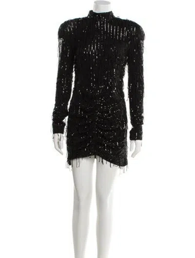 Pre-owned Rotate Birger Christensen Mock Neck Mini Dress In Black
