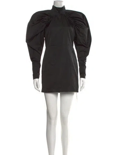 Pre-owned Rotate Birger Christensen Mock Neck Mini Dress In Black