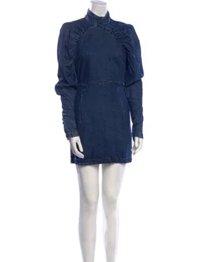 Pre-owned Rotate Birger Christensen Mock Neck Mini Dress In Blue