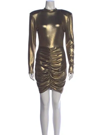 Pre-owned Rotate Birger Christensen Mock Neck Mini Dress In Gold