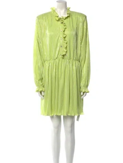Pre-owned Rotate Birger Christensen Mock Neck Mini Dress In Green