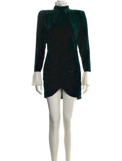 Pre-owned Rotate Birger Christensen Mock Neck Mini Dress In Green