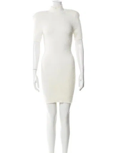Pre-owned Rotate Birger Christensen Mock Neck Mini Dress In Neutral
