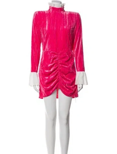 Pre-owned Rotate Birger Christensen Mock Neck Mini Dress In Pink