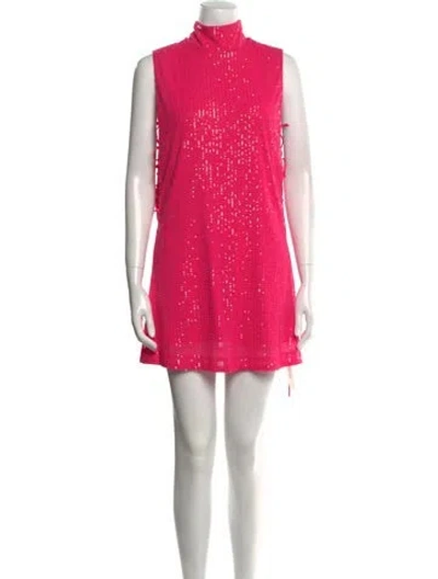 Pre-owned Rotate Birger Christensen Mock Neck Mini Dress In Pink
