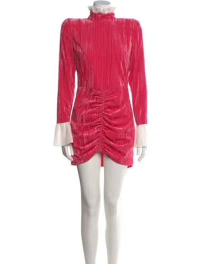 Pre-owned Rotate Birger Christensen Mock Neck Mini Dress In Pink