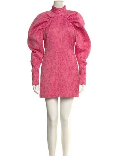 Pre-owned Rotate Birger Christensen Mock Neck Mini Dress In Pink