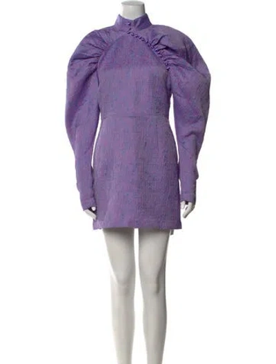 Pre-owned Rotate Birger Christensen Mock Neck Mini Dress In Purple