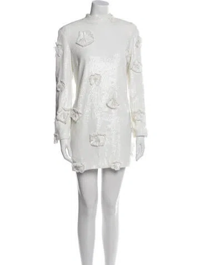 Pre-owned Rotate Birger Christensen Mock Neck Mini Dress In White