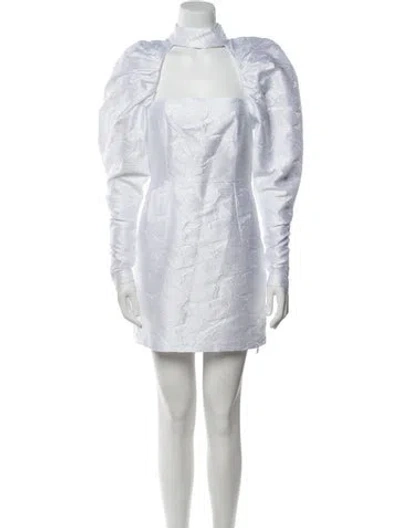 Pre-owned Rotate Birger Christensen Mock Neck Mini Dress In White