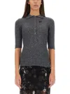 Rotate Birger Christensen Rotate Mohair And Wool Blend Polo Shirt In Gray