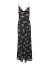 Rotate Birger Christensen Maxi Multicolor Dress With All-over Rose Print In Multicolor