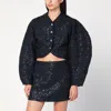 Rotate Birger Christensen Sequin-embellished Puff-sleeve Jacket In Blue