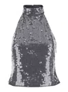 Rotate Birger Christensen Net Sequin Halterneck In Gray