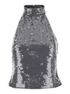 Rotate Birger Christensen Grey Halter Top With Paillettes In Gray