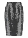 Rotate Birger Christensen Rotate Fitted Grey Skirt With Shimmering Sequin Design In Black