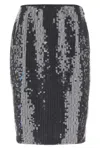 Rotate Birger Christensen Rotate Fitted Grey Skirt With Shimmering Sequin Design In Blue