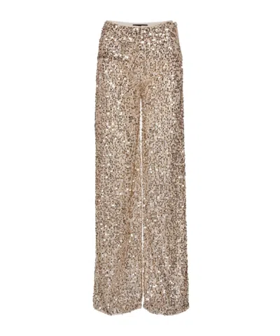 Rotate Birger Christensen Net Sequin Straight-leg Trousers In Nude