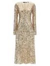 Rotate Birger Christensen Net Sequins Midi Dresses Gold In Metallic