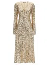 Rotate Birger Christensen Net Sequins Midi Dresses Gold