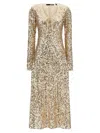 Rotate Birger Christensen Net Sequins Midi Dresses Gold In Brown