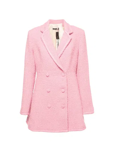 Pre-owned Rotate Birger Christensen Newton Bouclé Coat Dress In Pink