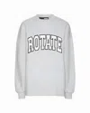 Rotate Birger Christensen Oversized Cotton Crew Neck Sweatshirt In Gray