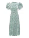 Rotate Birger Christensen Noon Puff-sleeve Polka-dot Midi Dress In Blue