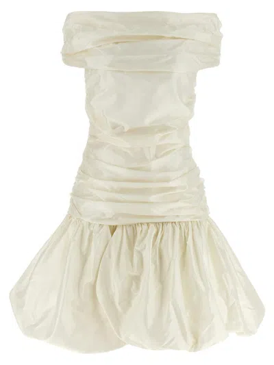 Rotate Birger Christensen Off Shoulder Dress In Gold