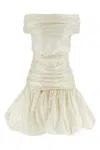 Rotate Birger Christensen Off-shoulder Gathered Minidress In White