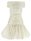 Rotate Birger Christensen Off-shoulder Gathered Minidress In White