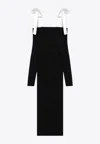 Rotate Birger Christensen Off-shoulder Knit Midi Dress In Black