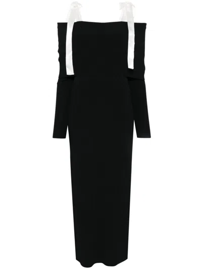 ROTATE BIRGER CHRISTENSEN OFF-SHOULDER KNITTED MAXI DRESS