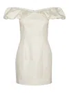 Rotate Birger Christensen Off-shoulder Ruched Minidress In White