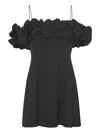 Rotate Birger Christensen A-line Mini Dress With Off-shoulder Ruffled Detail In Black
