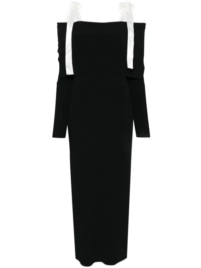 ROTATE BIRGER CHRISTENSEN OFF-THE-SHOULDER LONG DRESS