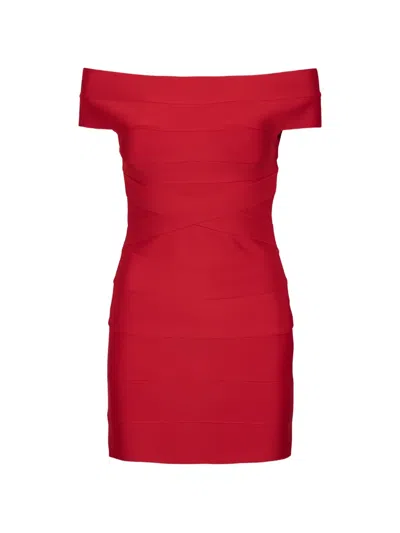 Rotate Birger Christensen Rotate Birgerchristensen Rotate Fitted Knit Mini Dress In Red