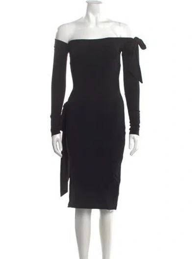 Pre-owned Rotate Birger Christensen Off-the-shoulder Knee-length Dress W/ Tags In Black