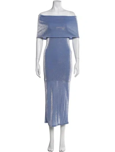 Pre-owned Rotate Birger Christensen Off-the-shoulder Midi Length Dress In Blue
