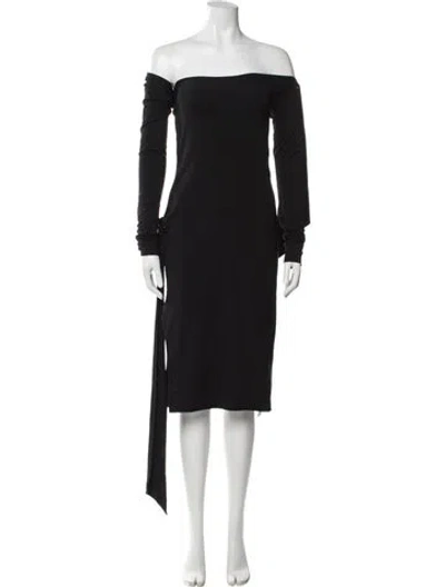 Pre-owned Rotate Birger Christensen Off-the-shoulder Midi Length Dress In Gray